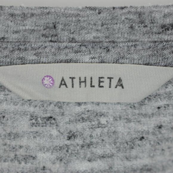 Athleta Women's Small Gray Linen Blend Scoop Neck 3/4 Sleeve Knit Blouse - Picture 6 of 9